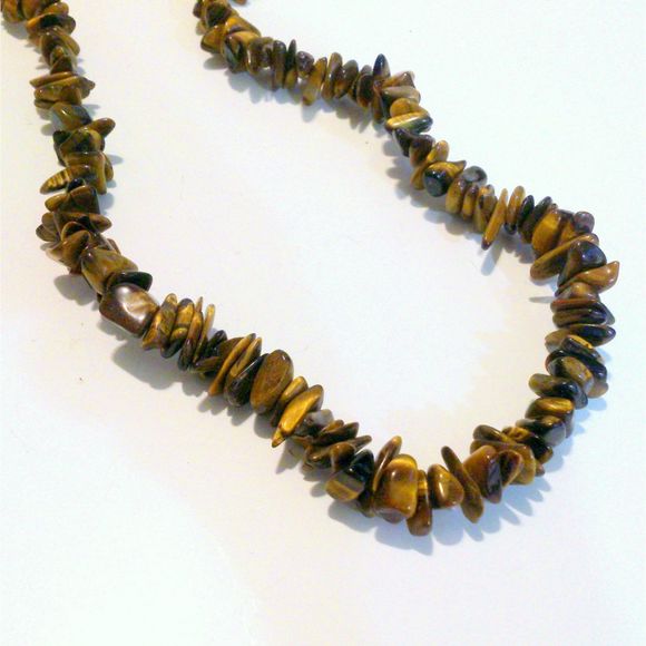 Tiger's Eye Gemstone Chip Bead Necklace - Picture 1 of 3